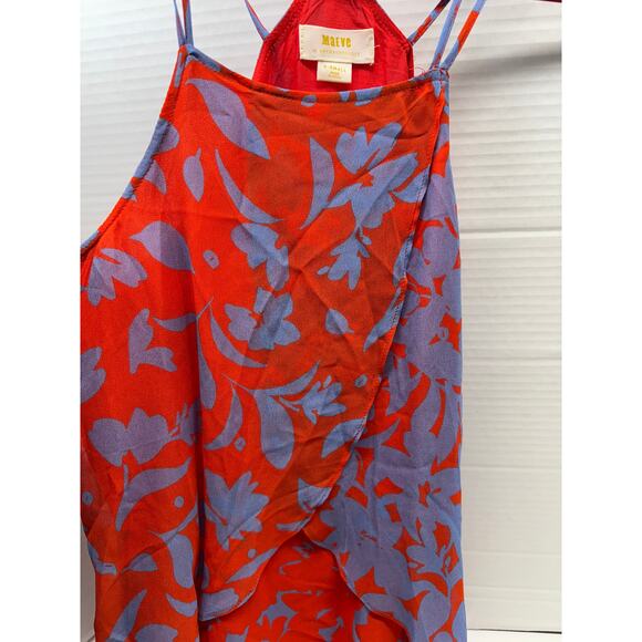 Anthropologie Maeve Tank Top Red Floral Chiffon Strappy Halter Cami Sz XS - Picture 3 of 9